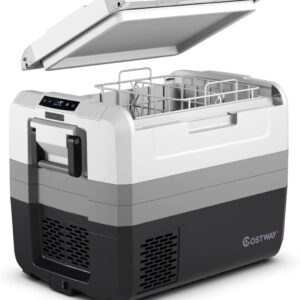 Portable Car Refrigerator, -14.8℃ to 50℃, 70-Quart Compressor Travel Fridge with Two-way Open Door, Operating Panel, Groove Design, Compact RV Freezer and Cooler for Outdoor and Home Use