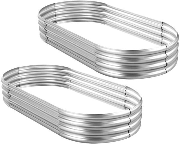 2Pcs Galvanized Raised Garden Bed Kit, 10×4×1ft Galvanized Planter Raised Garden Boxes Outdoor, Oval Large Metal Raised Garden Beds for Vegetables………… - Image 4