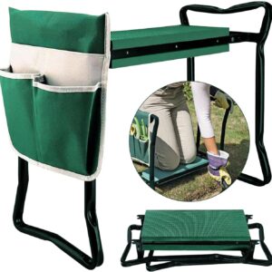 Garden Cart Outdoor Rolling Garden Workseat with Wheels, Heavy Duty Garden Tool Cart with Extendable Handle and Storage for Seniors Yard Gardening Work