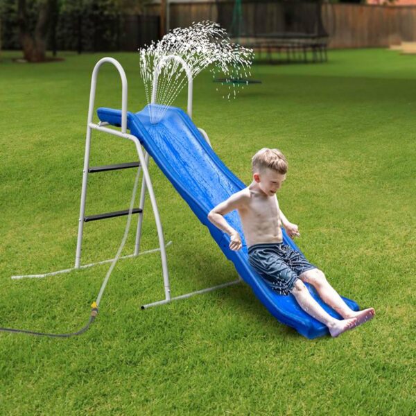 6 Foot Water Wave Slide with Built In Adjustable Sprinkler, Freestanding with Ground Pad and Hose Extension for Lawn Fun, Ages 3 to 8 - Image 2