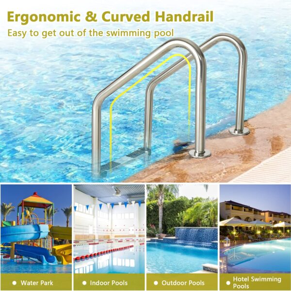 Swimming Pool Ladder, 3-Step In-Ground Stainless Steel Step for Indoor/Outdoor Pool - Image 4
