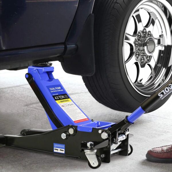 4-Ton Floor Jack, Low Profile Car Jack, Heavy-Duty Trolley Jack Car Lift with Dual Pump Pistons, Lifting Range 4"-21", 8000LBS - Image 2
