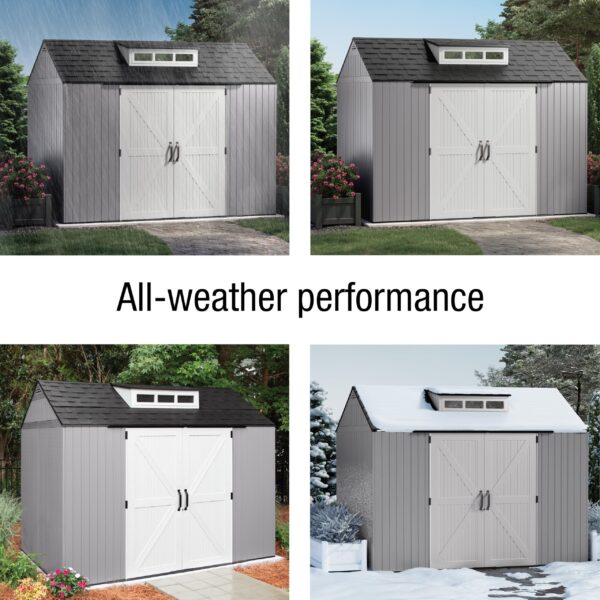 Extra Large Resin Outdoor Storage Shed With Floor (7 x 10 Ft.), Weather Resistant, Brown, Organization for Home/Lawn Mower/Backyard Equipment/Bike Storage/Pool Supplies - Image 46
