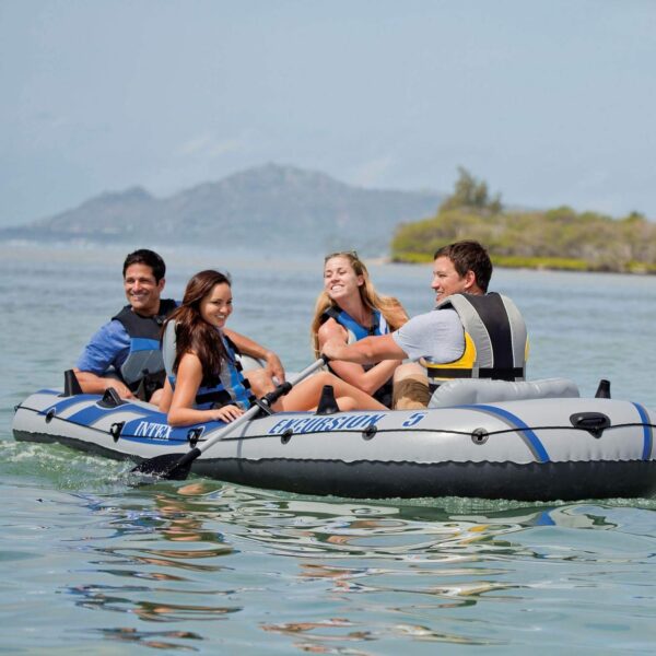 Excursion Inflatable Boat Series: Includes Deluxe 54in Boat Oars and High-Output Pump – SuperTough PVC – Adjustable Seats with Backrest – Fishing Rod Holders – Welded Oar Locks - Image 5