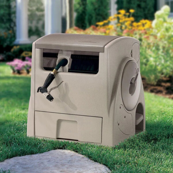 Powerwind Auto Power Rewind Hose Reel, Light Taupe - Image 2