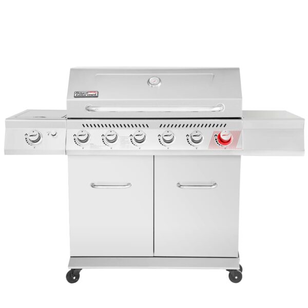Royal Gourmet GA6402S Stainless Steel Gas Grill, Premier 6-Burner Propane Grill with Sear Burner and Side Burner, 74,000 BTU, Cabinet Style, Outdoor BBQ Party Grill, Silver - Image 3