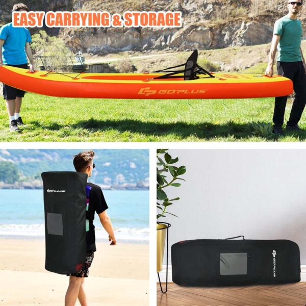 1-Person Inflatable Kayak for Touring & Fishing with Adjustable Aluminum Oars, 11FT Portable Recreational Rowboat Canoe Raft - Image 12