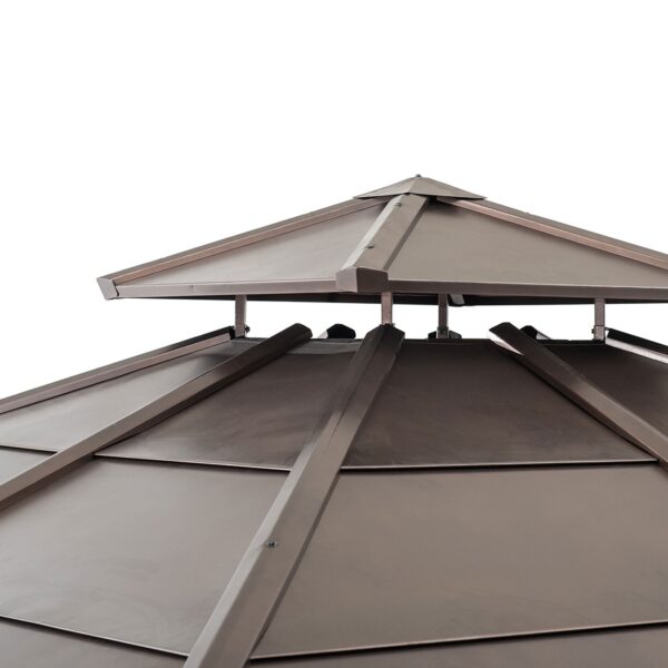 10 ft. x 10 ft. Cedar Framed Gazebo with Steel 2-Tier Hip Roof Hardtop - Image 9