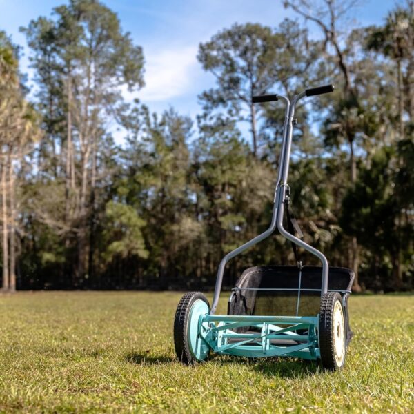 16-inch 7-Blade Reel Mower with Grass Catcher, Specialty Grass Mower, Green - Image 2