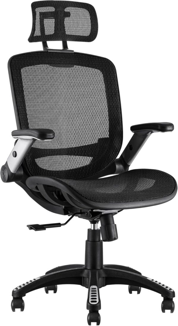 Ergonomic Office Chair, High Back Home Desk Chair with Headrest, Flip-Up Arms, 90-120° Tilt Lock and Wide Cushion, Big and Tall Mesh Chairs for Man Woman, Black Task Chair - Image 3
