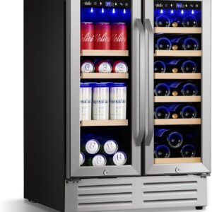 24 Inch Dual Drawer Fridge Under Counter with Wheels, Outdoor Beverage Refrigerator for Patio, Stainless Steel Weather-Proof, Freestanding or Built-In Installation, Ideal for Home and Commercial Use