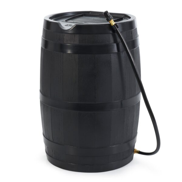 Outdoor RC45 45 Gallon Outdoor Rain Water Catcher Barrel Container, Black - Image 6