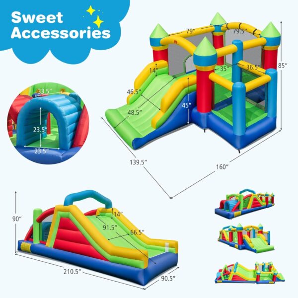 Inflatable Obstacle Course Bounce House, Kids Huge Sectional Bouncy Castle with Dual Slides, Tunnels, Bounce Area, Climbing, Obstacles, Playhouse for Kids Indoor Outdoor Birthday Party Gift - Image 3