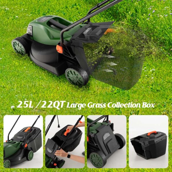 10 AMP 13" Electric Push Lawn Mower 2-in-1 Walk-Behind Lawnmower with Collection Box, 3 Adjustable Height Position - Image 6