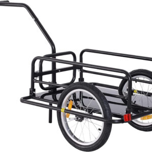 Foldable Bike Cargo Trailer Cart with Hitch, 80lbs Capacity, 16in Wheels, Black