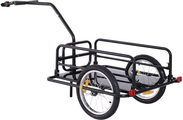 Foldable Bike Cargo Trailer Cart with Hitch, 80lbs Capacity, 16in Wheels, Black