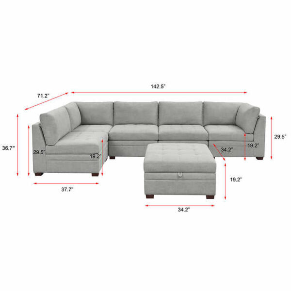 Thomasville Tisdale Fabric Sectional with Storage Ottoman - Image 12