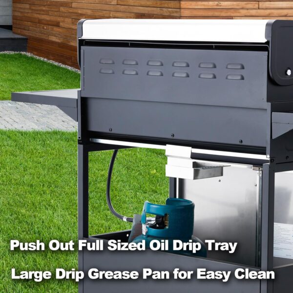 Upgraded 4 Burner BBQ Propane Gas Grill with Cast Iron Grates & Side Stove, 44,000 BTU Stainless Steel Burner Barbecue Grill for Patio, Camping, Outdoor Cooking MELLCOM - Image 28