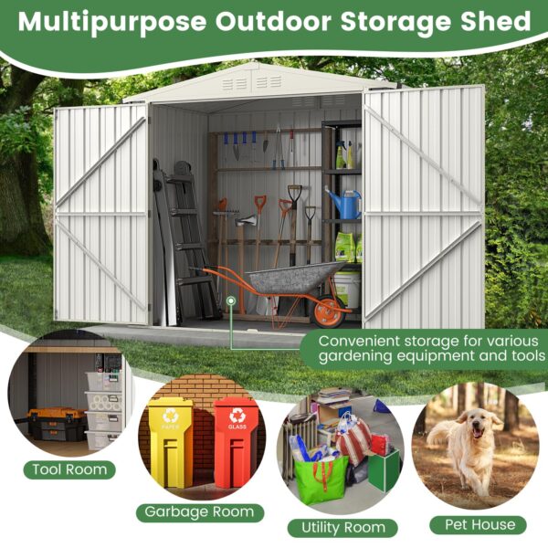 Metal Outdoor Storage Shed, Snap-on Structures for Efficient Assembly, All-Weather Color Steel Utility Storage House - Image 16