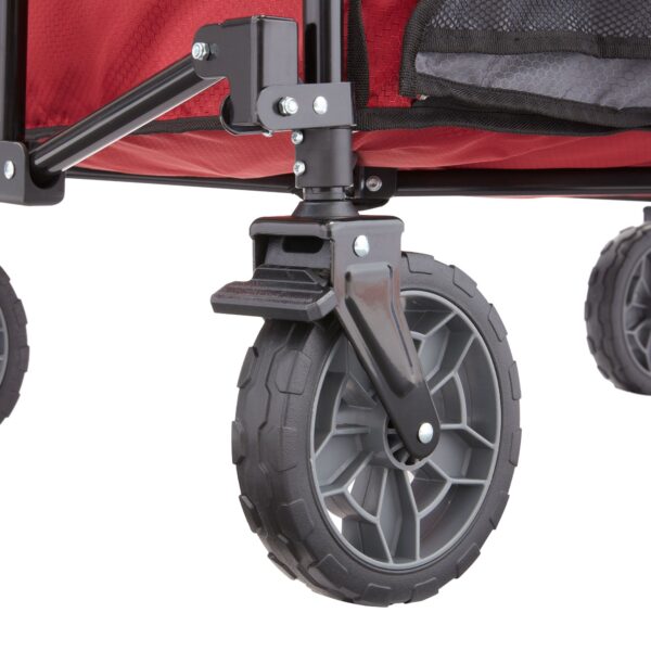 7 Cubic Feet Foldable Utility Beach Wagon with Oversized Bed, Red - Image 12
