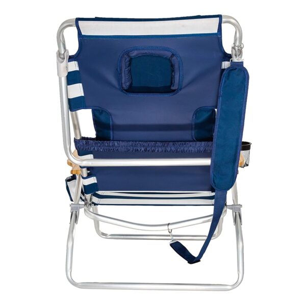 Ostrich Deluxe 3N1 Outdoor Lawn Beach Lounge Chair with Footrest, Blue Stripe - Image 10