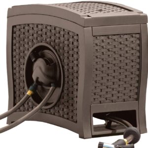 Aquawinder 125′ Garden Hose Reel – Lightweight Portable Hands – Free Water Powered Retractable Hose Reel – Java