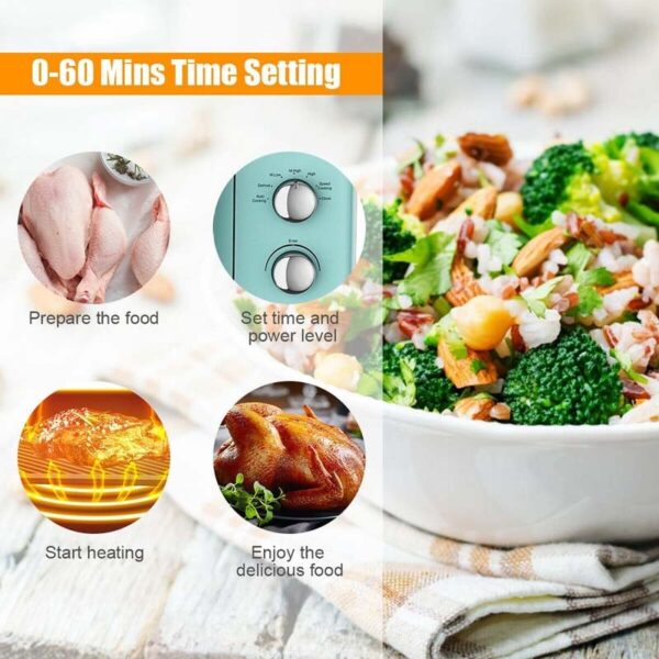 0.9Cu.ft Retro Countertop Microwave Oven, 900W with Defrost & Auto Cooking Function, Glass Turntable - Image 10