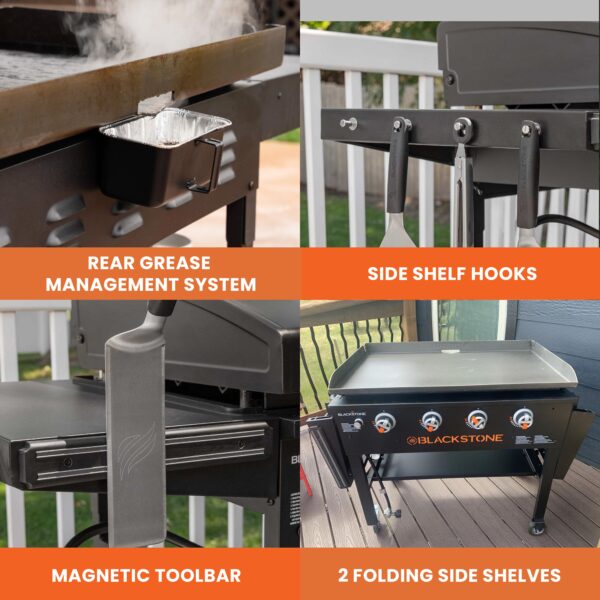 36 Inch 4 Burner Outdoor Propane Gas Grill with Side Shelves - Image 6