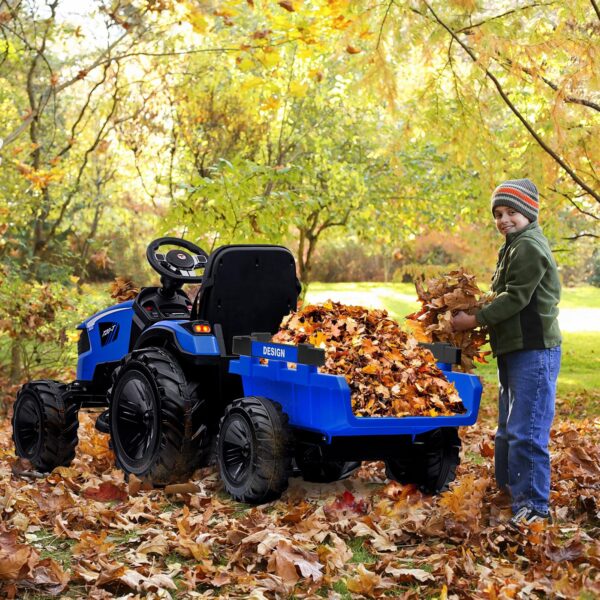 3-in-1 Ride-On Tractor, 24V Electric, Excavator & Bulldozer, Remote Control, LED, Music, USB/Bluetooth max 66 lbs – Bright-blue - Image 19