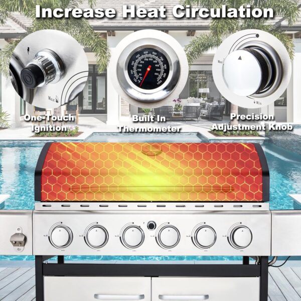 Upgraded 4 Burner BBQ Propane Gas Grill with Cast Iron Grates & Side Stove, 44,000 BTU Stainless Steel Burner Barbecue Grill for Patio, Camping, Outdoor Cooking MELLCOM - Image 26