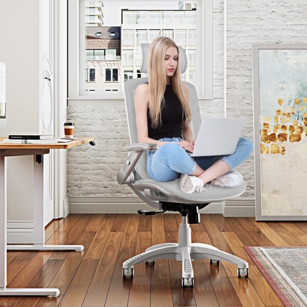 Ergonomic Office Chair, High Back Home Desk Chair with Headrest, Flip-Up Arms, 90-120° Tilt Lock and Wide Cushion, Big and Tall Mesh Chairs for Man Woman, Black Task Chair - Image 2