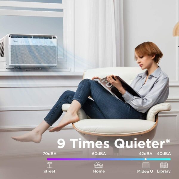 Midea U-Shaped Inverter Window Air Conditioner 12,000BTU with Open Window Flexibility, Robust Installation,Extreme Quiet, 35% Energy Saving, Smart Control, Alexa, Remote, Bracket Included (Renewed) - Image 4