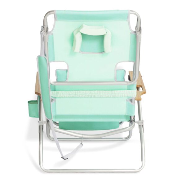 3N1 Lightweight Outdoor Lawn Beach Lounge Chair w/Footrest, Teal - Image 12