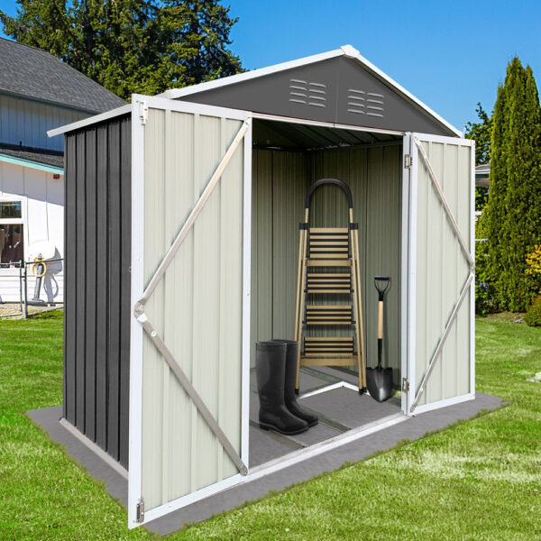6' X 4' Outdoor Metal Storage Shed, Tools Storage Shed with Lockable Doors - Image 4