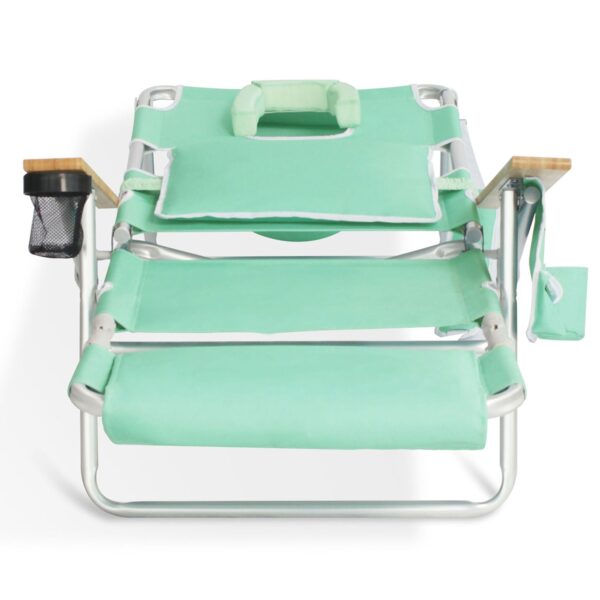 3N1 Lightweight Outdoor Lawn Beach Lounge Chair w/Footrest, Teal - Image 9