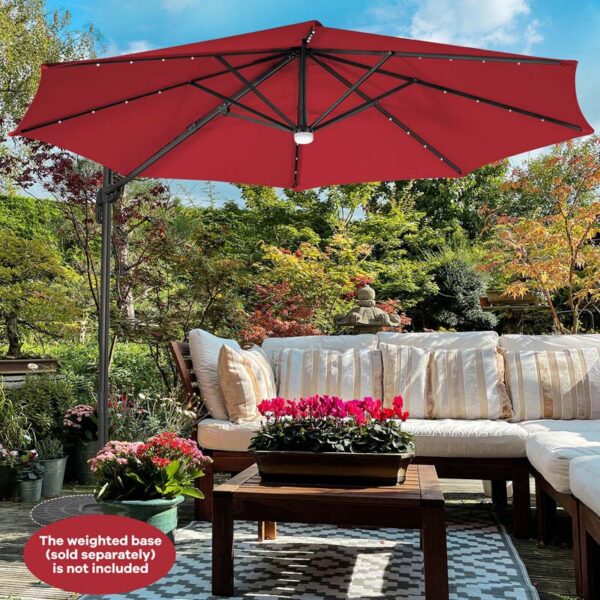 10 FT Cantilever Offset Patio Umbrella 28 Solar LED Lighted Market Umbrella with 3-Tilt Position, Crossed Base - Image 30