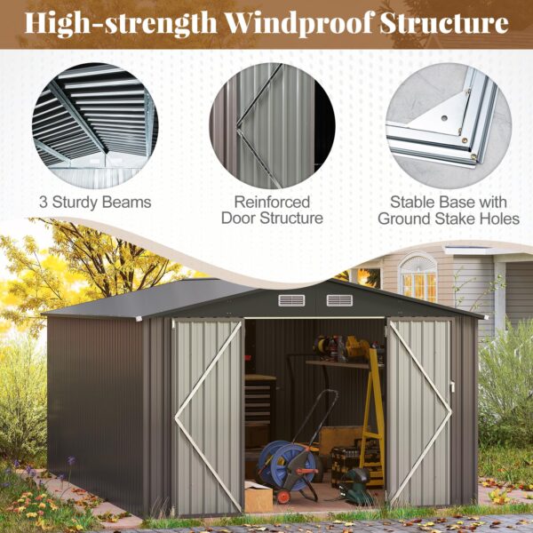 10 x 14 FT Outdoor Storage Shed with Improved Windproof Metal Structure - Image 10
