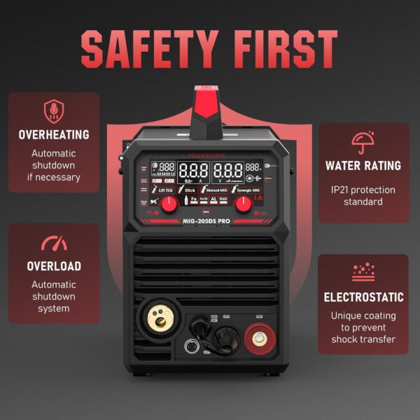 MIG Welder,110V Flux Core Welder Flux Core MIG/Lift TIG/Stick 3-in-1 Large LED Digital Display Welding Machine IGBT Inverter Welder FLUX-135PRO - Image 4