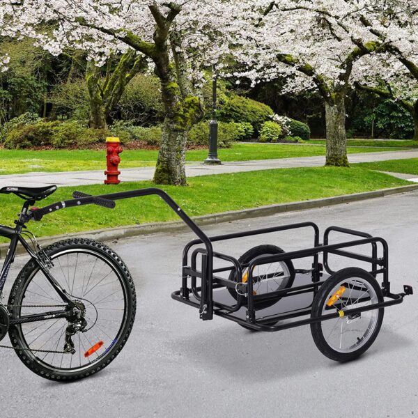 Foldable Bike Cargo Trailer Cart with Hitch, 80lbs Capacity, 16in Wheels, Black - Image 2