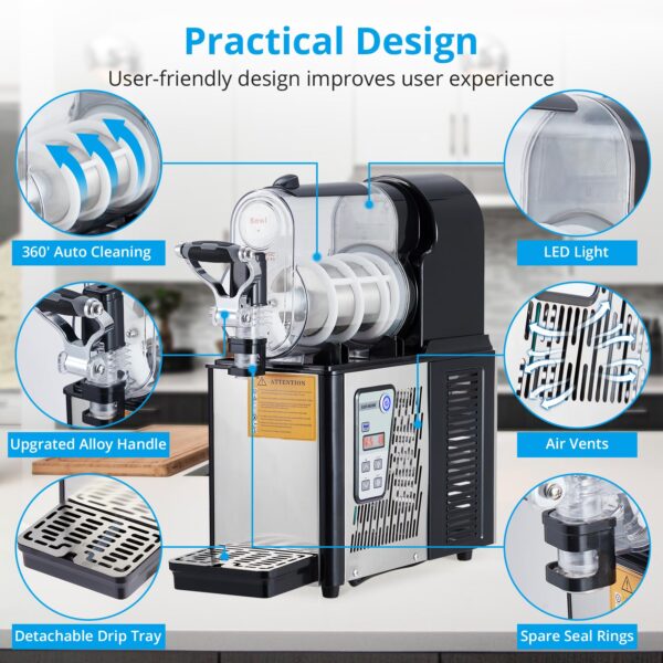 Commercial Slushie Machine 3L Stainless Steel Self-Cleaning Slushy Maker for Frozen Drinks,Snow Melting Ideal for Home,Coffee Shop,Restaurant - Image 31