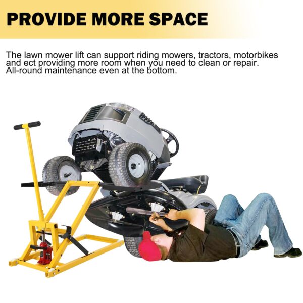 Lawn Mower Lift with Hydraulic Jack, 26 Inches Lawn Mower Lift, Welded Solid Steel Construction, Weight Capacity 500 LBS, for Riding Lawn Mowers Tractors, ATVs Maintenance - Image 28