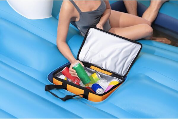 Tropical Breeze 6 Person Inflatable Party Island Large Relaxing Water Float with Detachable Sunshade and Cooler Bag - Image 4