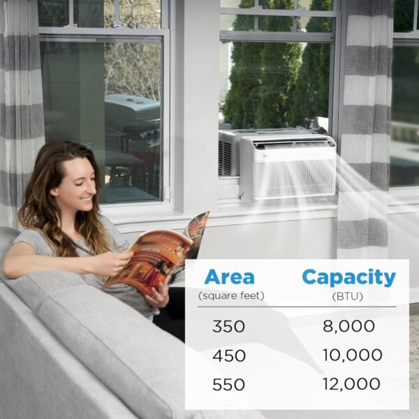 8,000 BTU U-Shaped Smart Inverter Air Conditioner – Cools up to 350 Sq. Ft., Ultra Quiet with Open Window Flexibility, Compatible with Alexa, 35% Energy Savings, Remote Control (Renewed) - Image 16
