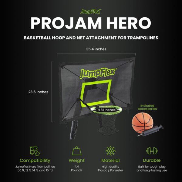 Basketball Hoop and Net Attachment for JumpFlex HERO Trampolines - Image 2