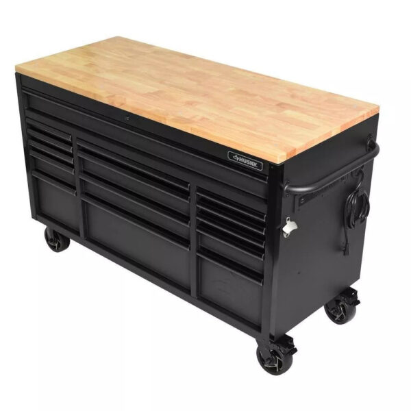 Heavy Duty 61 in. W x 23 in. D 15-Drawer Mobile Workbench with Solid Wood Top - Image 16