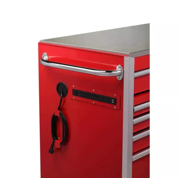 72 in. W x 24 in. D 15-Drawer Tool Chest Mobile Workbench with Stainless Steel Top and Dual Locks in Red - Image 3