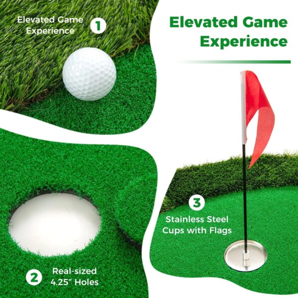 10x5FT Large Golf Putting Green with 3 Holes & 3 Flags - Image 5