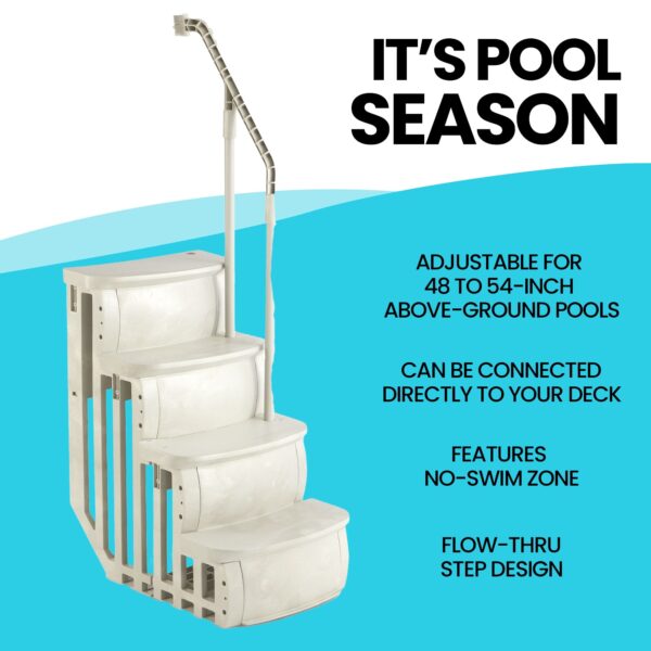 Main Access Smart Step 24 Inch Wide Swimming Pool Entrance w/ Hand Rail, Taupe - Image 10