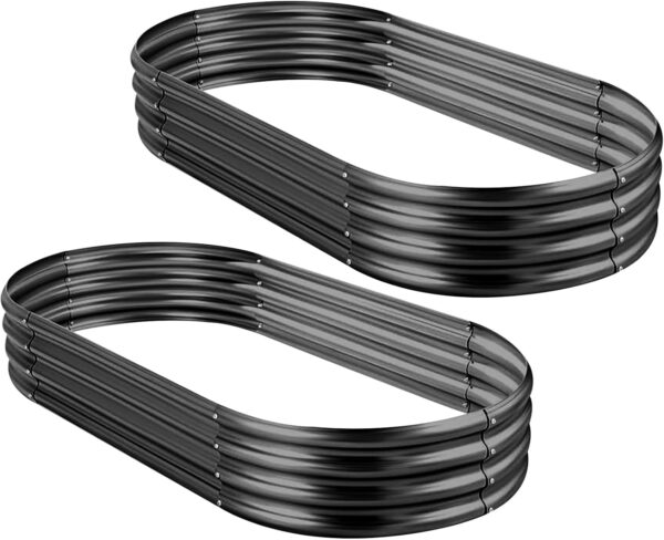 2Pcs Galvanized Raised Garden Bed Kit, 10×4×1ft Galvanized Planter Raised Garden Boxes Outdoor, Oval Large Metal Raised Garden Beds for Vegetables………… - Image 3