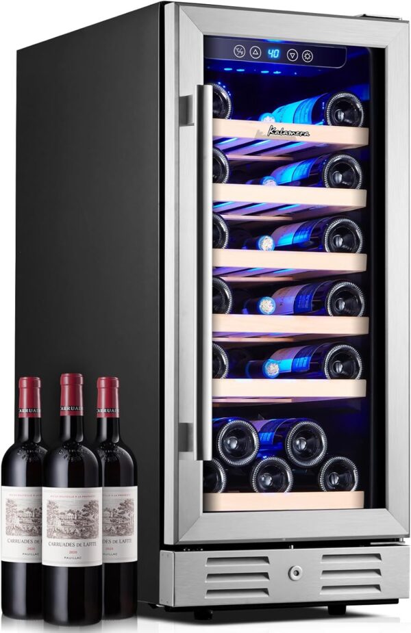 24 inch Wine Cooler, 46 Bottle - Dual Zone Built-in or Freestanding Fridge with Stainless Steel Reversible Glass Door, for Home, Kitchen, or Office. - Image 2